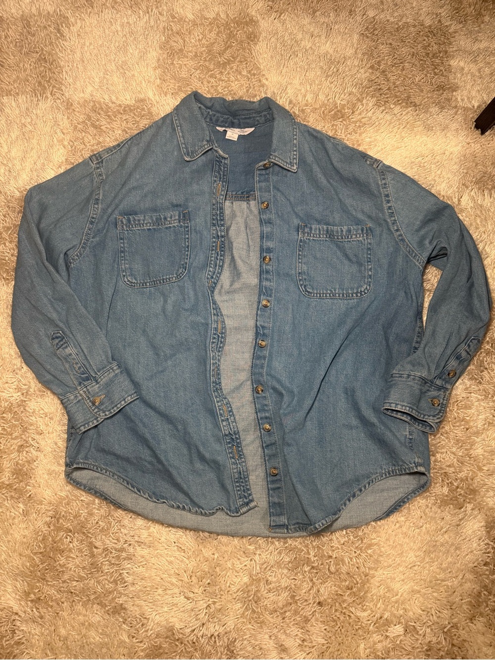 Classic Women’s Denim Button-Up Shirt - Light Blue